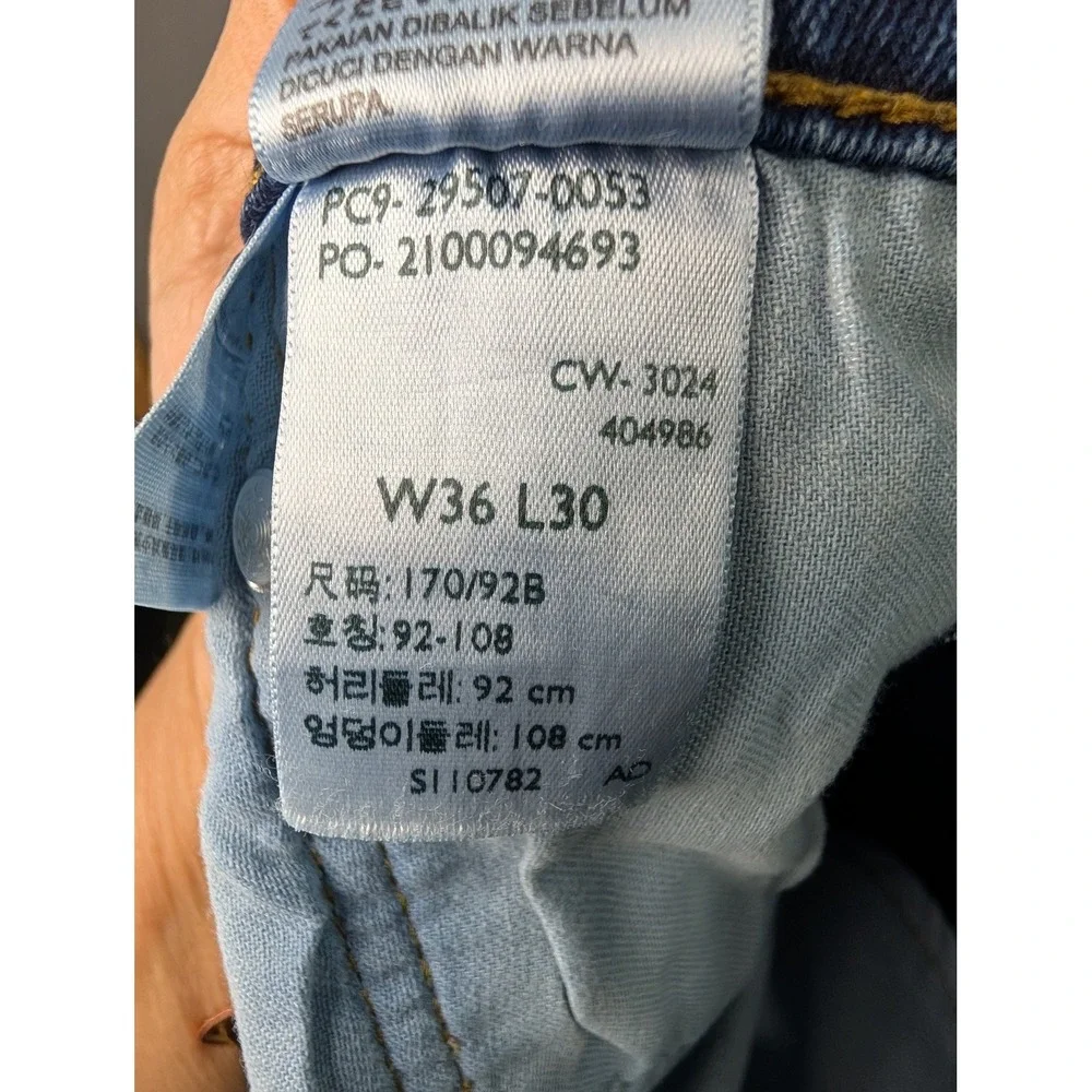 Levis 502 Regular Taper Jeans Blue Denim 36x30 Mens Stretch Pant